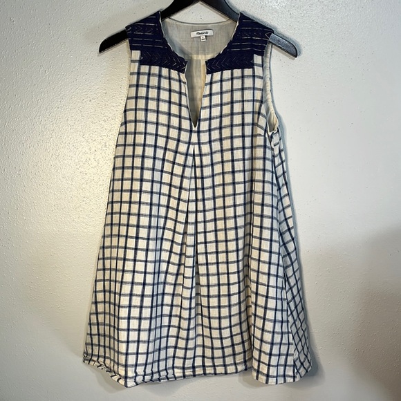 Madewell shift dress size small sleeveless grid print lined with pockets - Picture 3 of 11